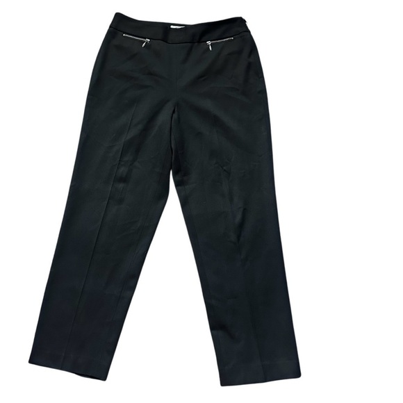 Talbots Pants - Talbots Petites Stretch Black Straight-Leg Pants Zip Front Pockets Size 8P